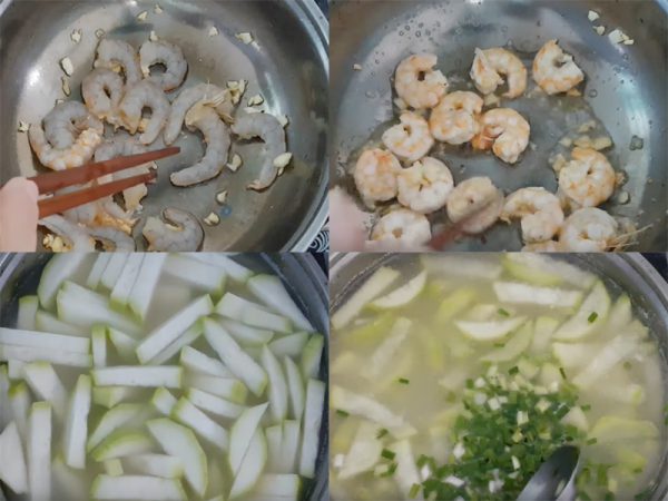 Nấu canh bầu với tôm