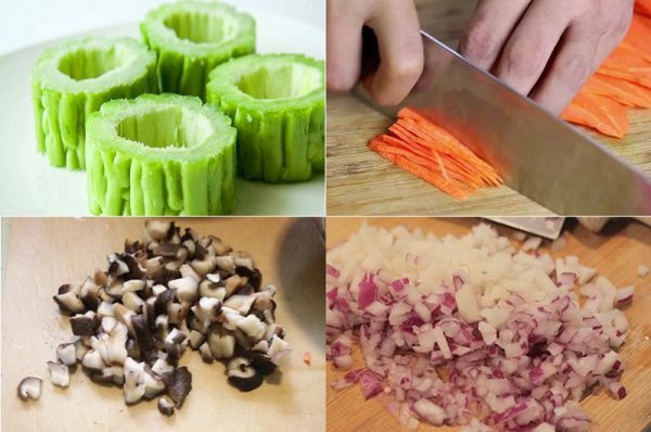 Sơ chế các nguyên liệu.