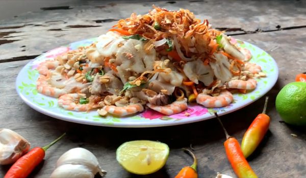 Món gỏi măng cụt tôm thịt chua ngọt thơm ngon