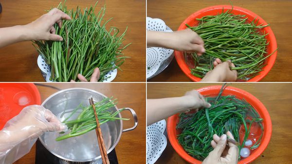 Sơ chế rau muống