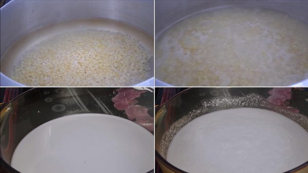 Nấu đậu xanh và nước cốt dừa