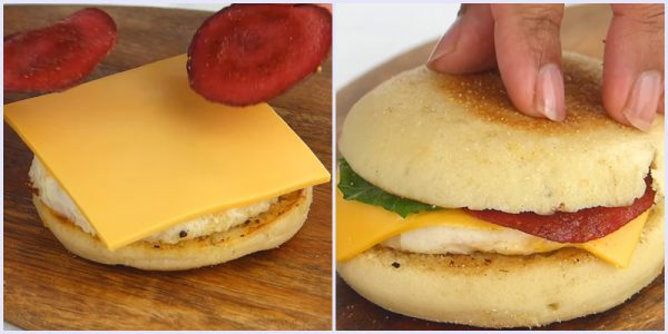 Món hamburger trứng đơn giản cho bữa sáng