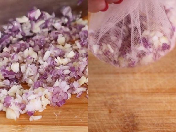Vắt lấy nước cốt hành tỏi