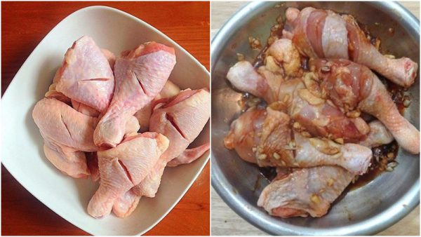 Ướp thịt gà cùng gia vị