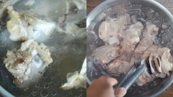 Sơ chế xương ống để nấu nước dùng
