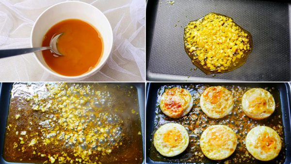Hoàn thành trứng ốp sốt chua ngọt