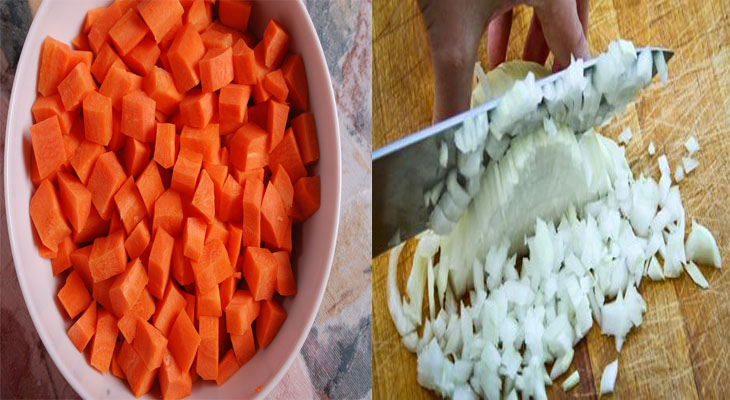 Chuẩn bị cà rốt và hành