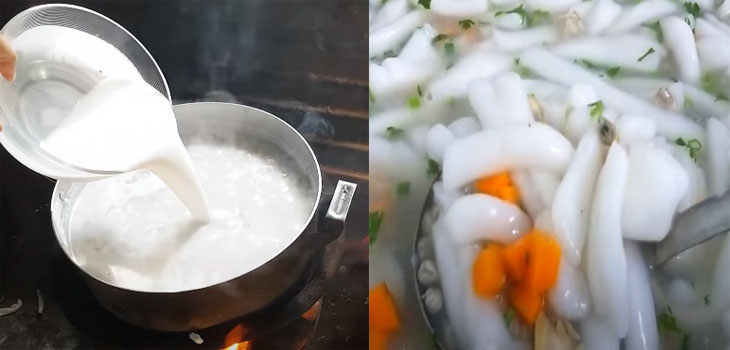 Nấu nước dùng ăn bánh canh hến