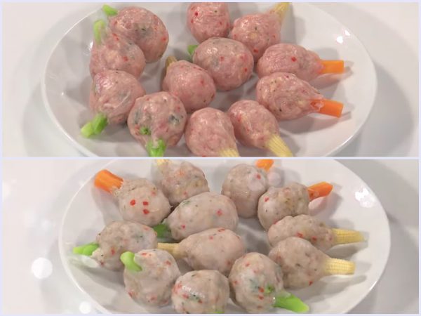 Tạo hình cho rau củ và hấp chín