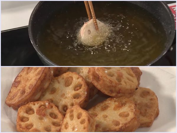 Chiên củ sen kẹp chả basa
