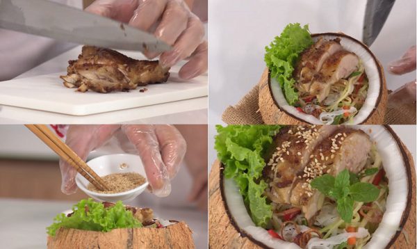 Thưởng thức gỏi gà