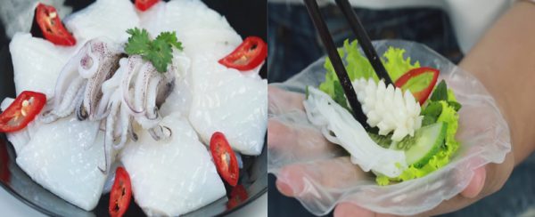 Thưởng thức mực nhúng giấm