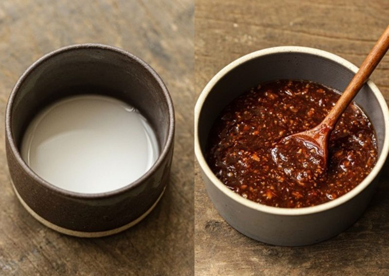 Làm phần nước sốt và hòa bột năng
