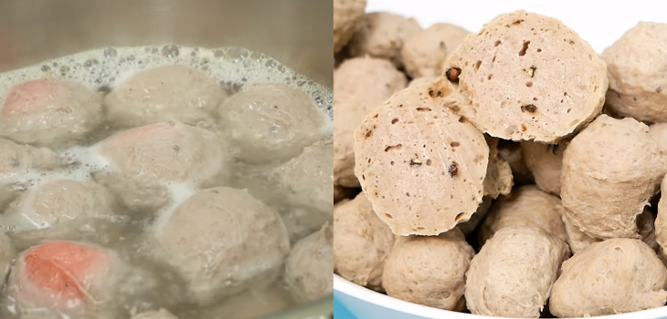 Luộc chín bò viên rồi vớt ra cho vào thau nước lạnh