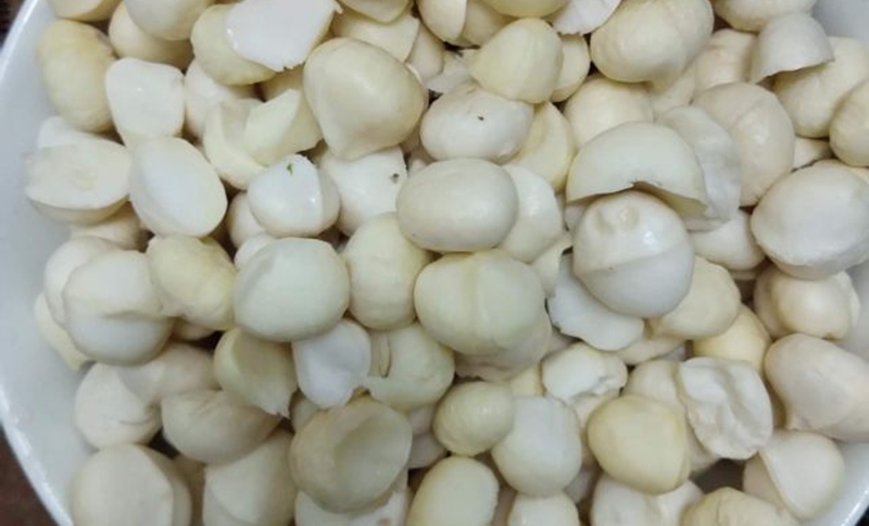 Bạn tách phần nhân hạt macca ra khỏi vỏ
