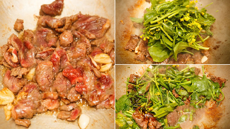 Xào cải ngồng với thịt bò