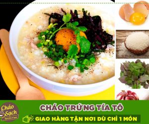 Cháo trứng rau tía tô