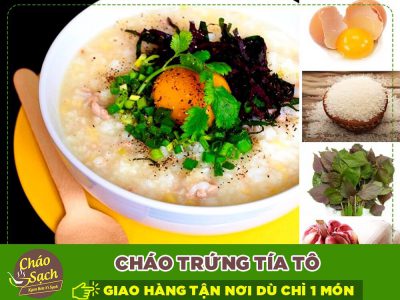 Cháo trứng rau tía tô