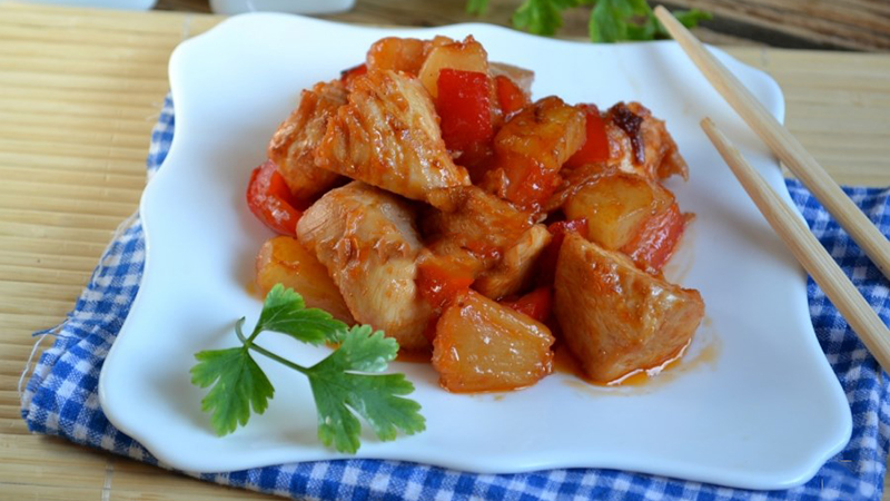 Món gà xào dứa chua chua ngọt ngọt ngon cơm
