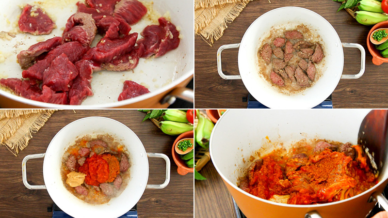 Phi thơm tỏi cho nạm bò vào xào săn