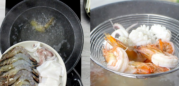 Trụng tôm và mực