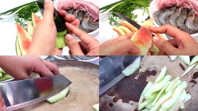 Sơ chế vỏ dưa hấu