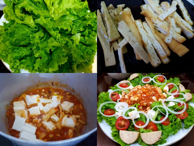 Thực hiện làm Salad trộn sốt cà chua chay
