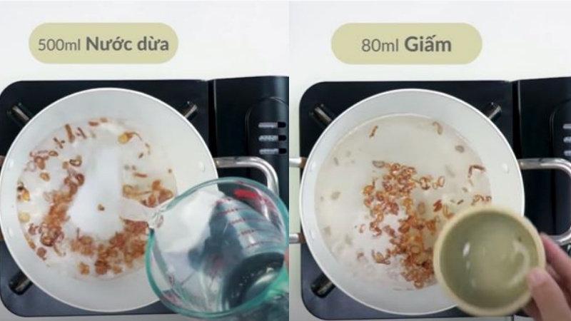 Nấu nước giấm để nhúng mực