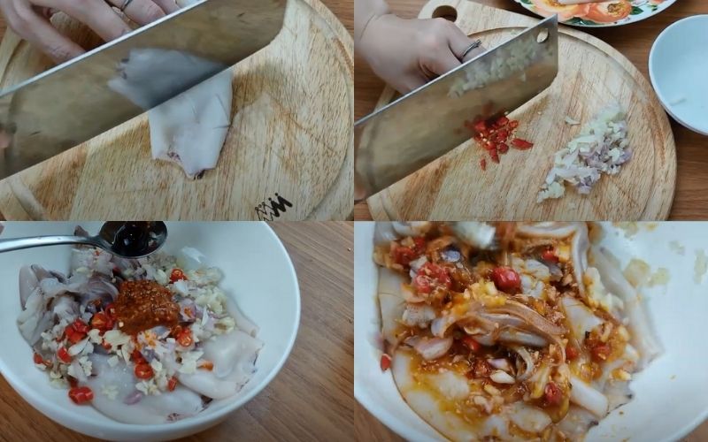 Ướp mực cùng gia vị