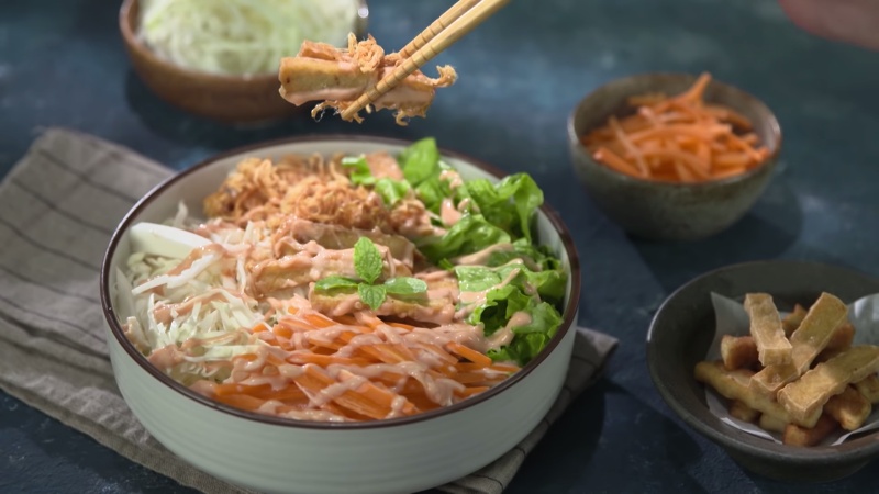 Món salad đậu hũ chiên thanh đạm ngon hết sảy