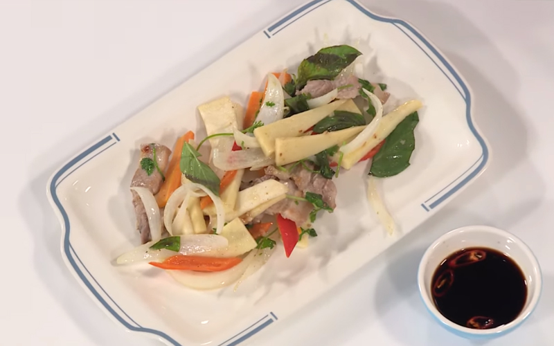 Món củ hũ dừa xào ba chỉ ngon khó cưỡng