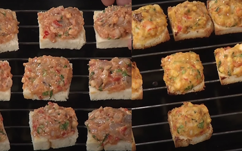 Nướng sandwich kèm nhân tôm