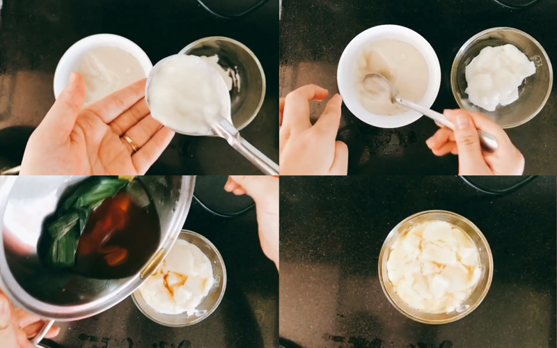 Múc tào phớ ra bát thêm nước đường và thưởng thức