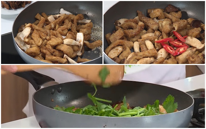 Xào tàu hũ ky với nấm