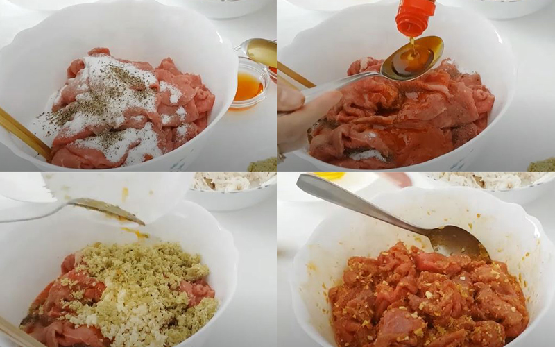 Ướp thịt bò cùng các gia vị