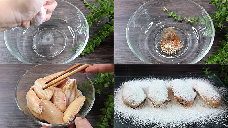 Ướp cánh gà cùng gia vị