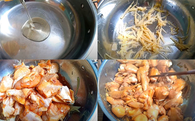 Làm gà ram gừng