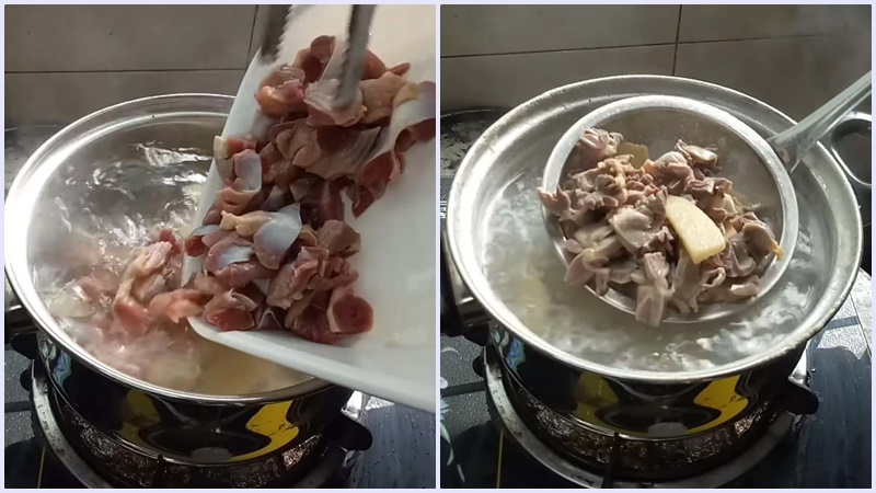 Luộc mề gà