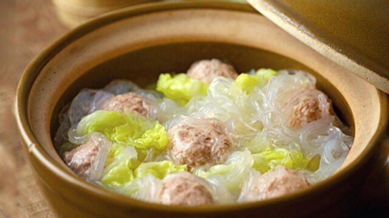 Miến thịt viên nấu cải thảo ngon miệng thanh mát