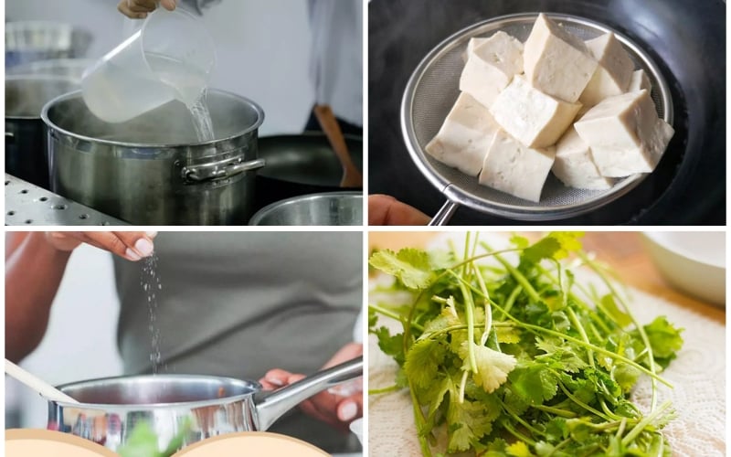 Nấu súp đậu hũ bắp