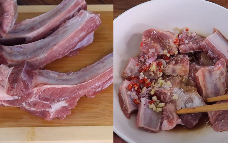 Ướp sườn cùng gia vị