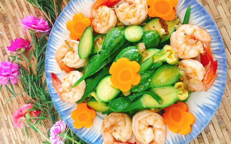 Món bí nụ xào tôm lạ miệng giòn ngon khó cưỡng