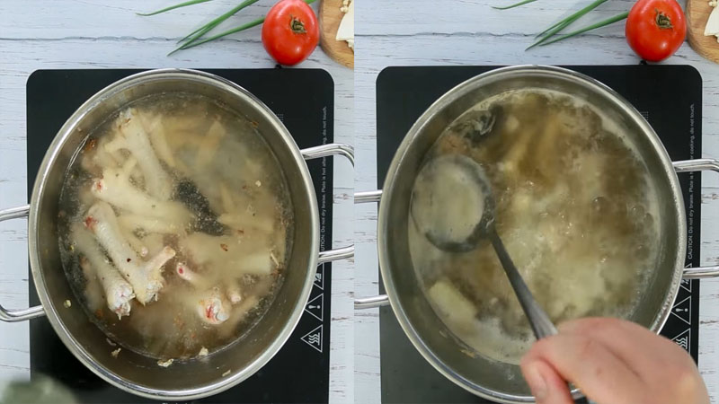 Hầm chân gà với thuốc bắc