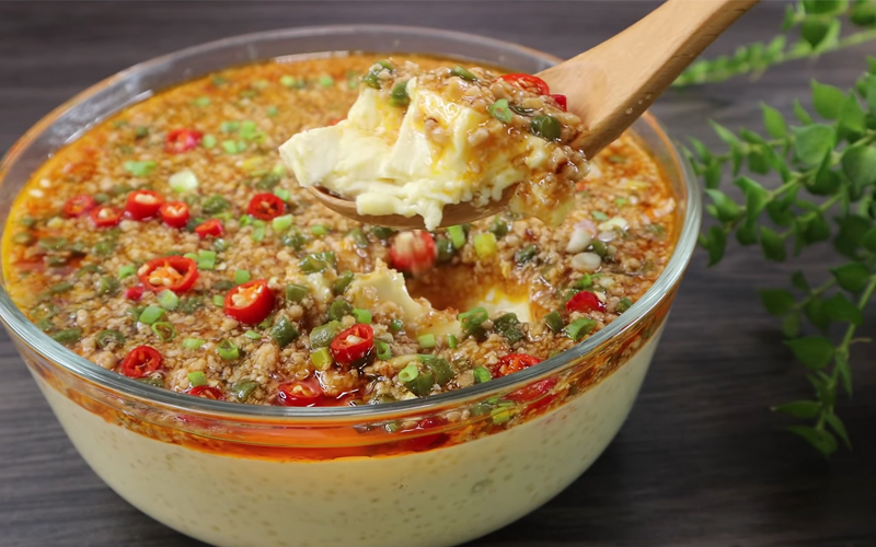 Món đậu hũ trứng sốt thịt heo ngon ngất ngây