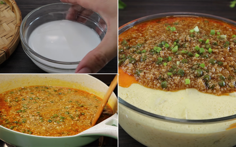 Pha bột năng vào hỗn hợp sốt thịt