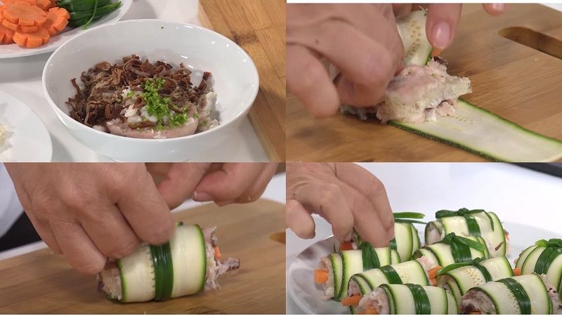 Trộn giò với bóng bì và cuộn bí ngòi