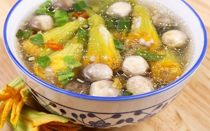Món canh bông bí nhồi chả cá thác lác ngon ngọt