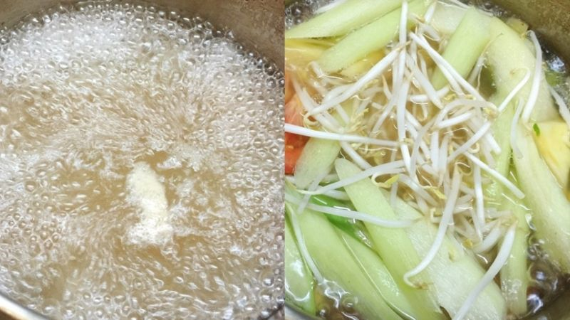 Nấu canh mực