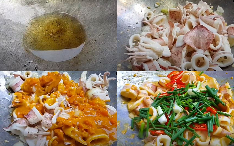 Xào mực với sốt trứng muối