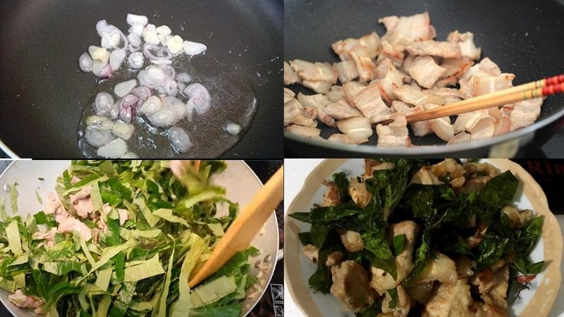 Chế biến thịt lợn xào lá lốt